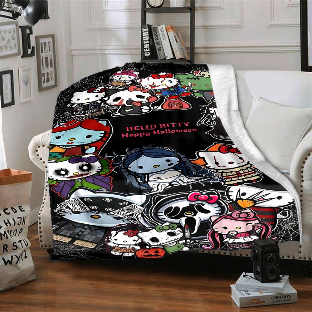 1 szt. Koc Hello Kitty Happy Halloween Lekki flanelowy koc na sofę łóżko podróż camping salon biuro kanapę fotel