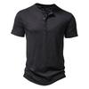 Men Summer T-shirt Solid Color Pullover Buttons O Neck Short Sleeves Daily Wear Thin Mid Length Breathable Men Top Men Clothes
