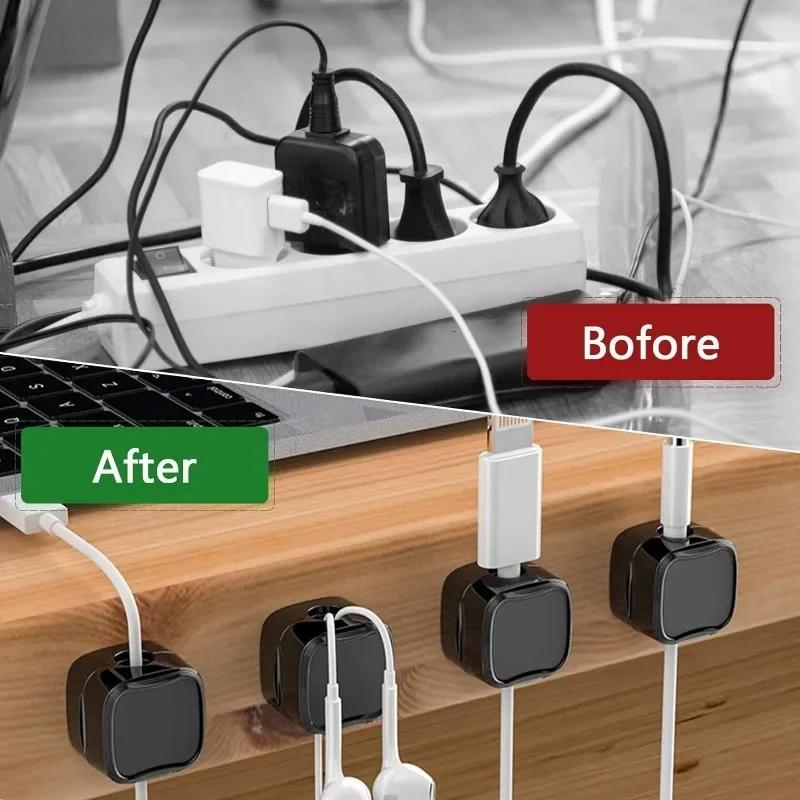 36/16/8/4PCS Magnetic Cable Clips Cable Smooth Adjustable Cord Holder Under Desk Cable Management Wire Keeper Cable Organizer