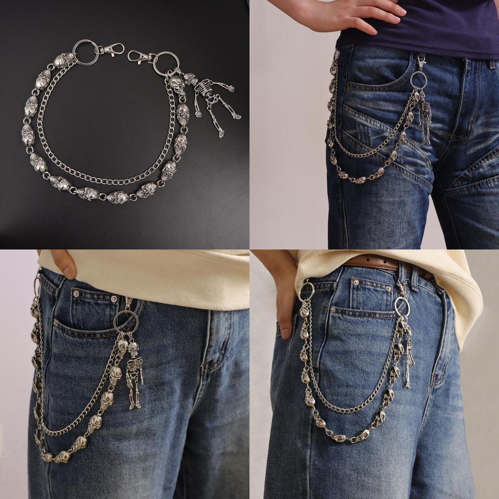 Hip Hop Skull Waist Chain Metal Necklace For Men Women Streetwear Fashion Accessory