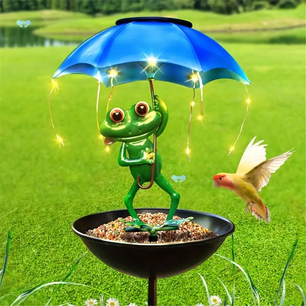 Frog Statue Solar Lawn Lamp Outdoor Hummingbird Feeding Dispenser Solar Powered LED Light String For Yard Path Lawn Garden Decor