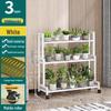 Wrought Iron Trapezoidal Plant Stand – Floor Standing Flower Pot Holder for Living Room or Balcony