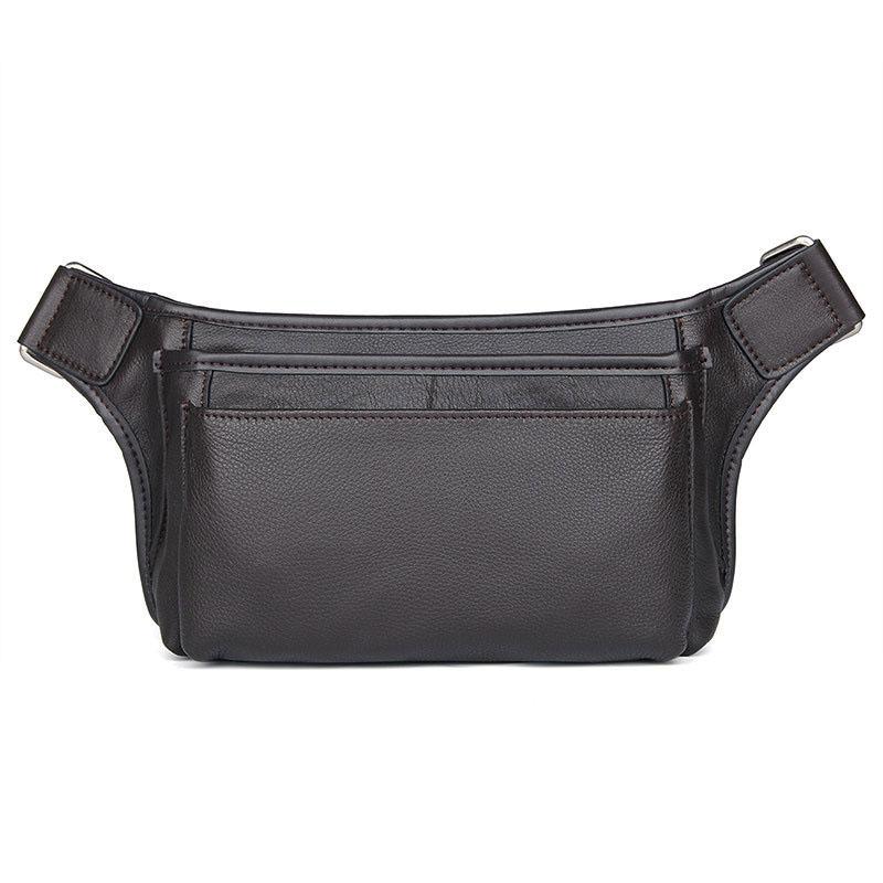 3 Zipper Leather Waist Bag For Men Male Fanny Pack For Running Bag Leather Waist Pack Outdoor Sling Bag Black Coffee Men Bags