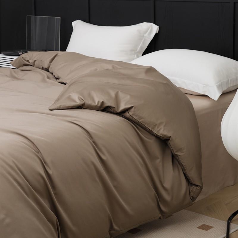 100S Egyptian Long Staple Cotton Bedding Set Pure Color Simple Design All Single Duvet Cover Pillowcase Fitted Sheet