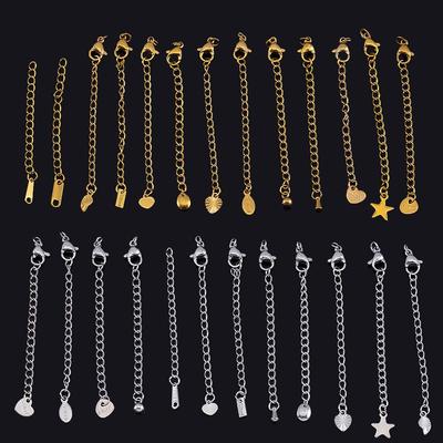 5pcs Stainless Steel Extension Tail Chain Lobster Clasps Connector Extended Chain Bracelet Necklace Jewelry Making DIY Component