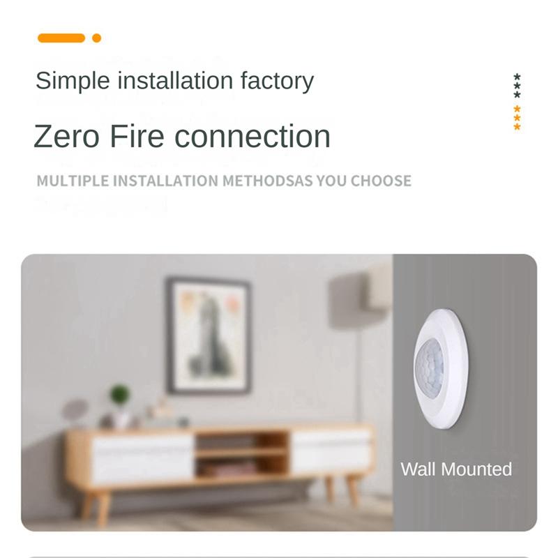 ABUBB Zigbee Smart Human Presence Sensor Zero Fire Wire Connected Human Motion Sensor with Anti-Theft Warning for Smart Home