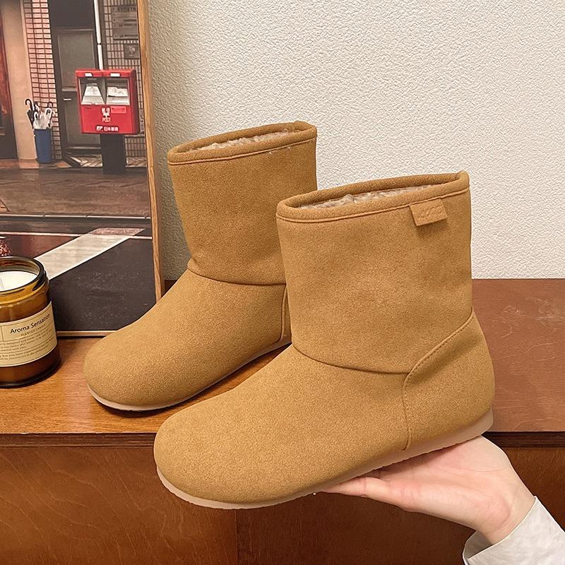 thick-soled snow boots for women's new winter non-slip velvet one-pedal cotton shoes for children