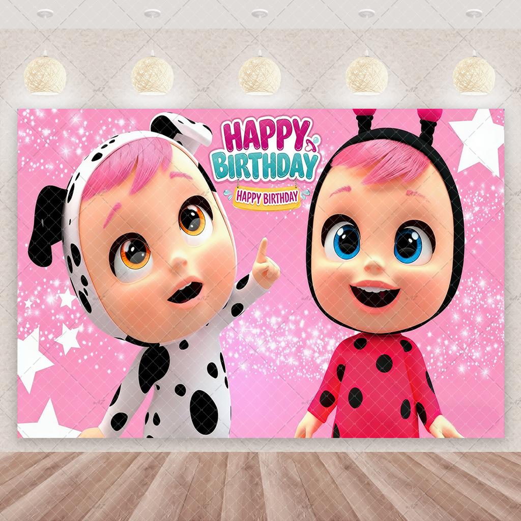 Cartoon Cute Cry Babiesed Birthday Party Decorations Lovely Blind Box Doll Backdrop Baby Shower Supplies Child Room Wall Hanging