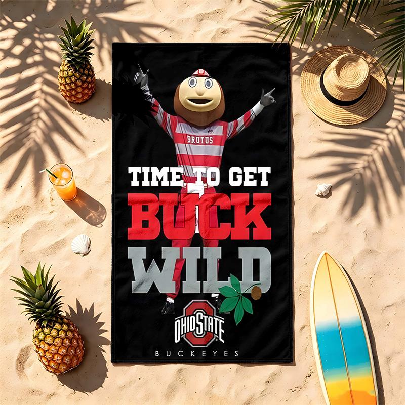 Ohio State Buckeyes (1) Theme Beach Towel Sand Resistant Soft And Comfortable Suitable For The Pool Camping Yoga And Diving A Travel Essential