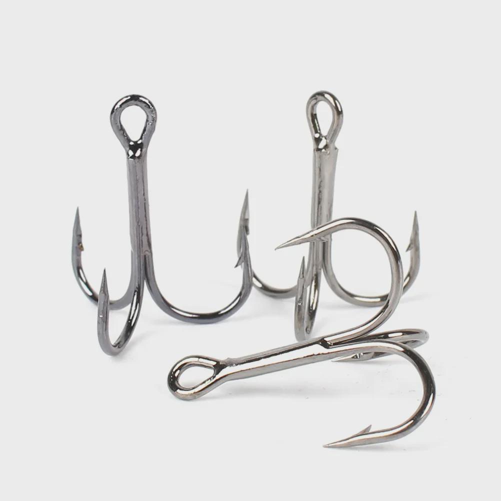 100 Angelhaken mit Widerhaken aus Kohlenstoffstahl: Dreiarmige Anker in einer Box
