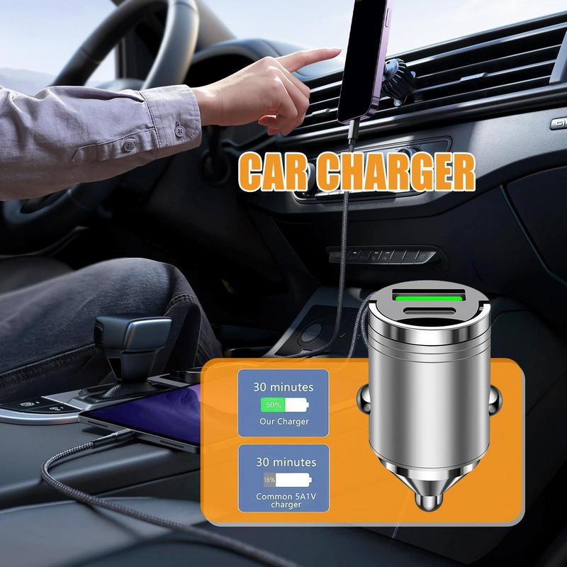 Fast Charger Car Adapter 100W Dual Port USB Car Charger Efficient & Safe Cell Phone Automobile Chargers For Laptops Mobile
