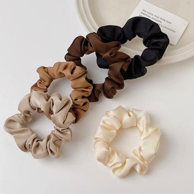Elegant Solid Color Silk Satin Scrunchie – Premium Elastic Ponytail Holder for Women