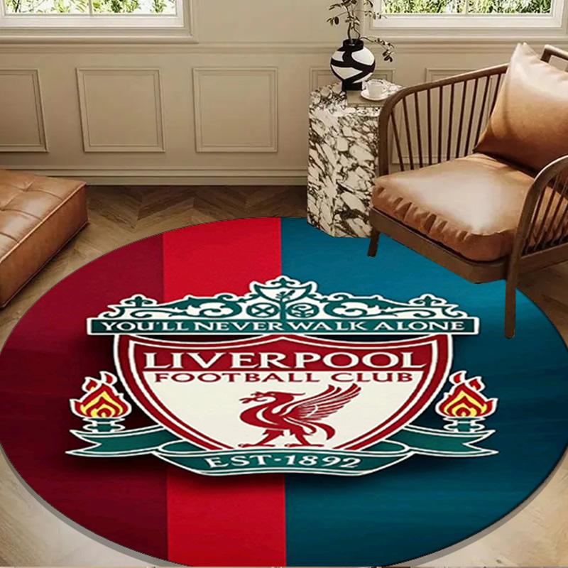 Club de Fútbol Liverpool Alfombrilla Redonda, Alfombra Circular Antideslizante Alfombra de Silla Para sala de estar, Dormitorio, felpudo decoración del hogar Regalo Regalos de Navidad