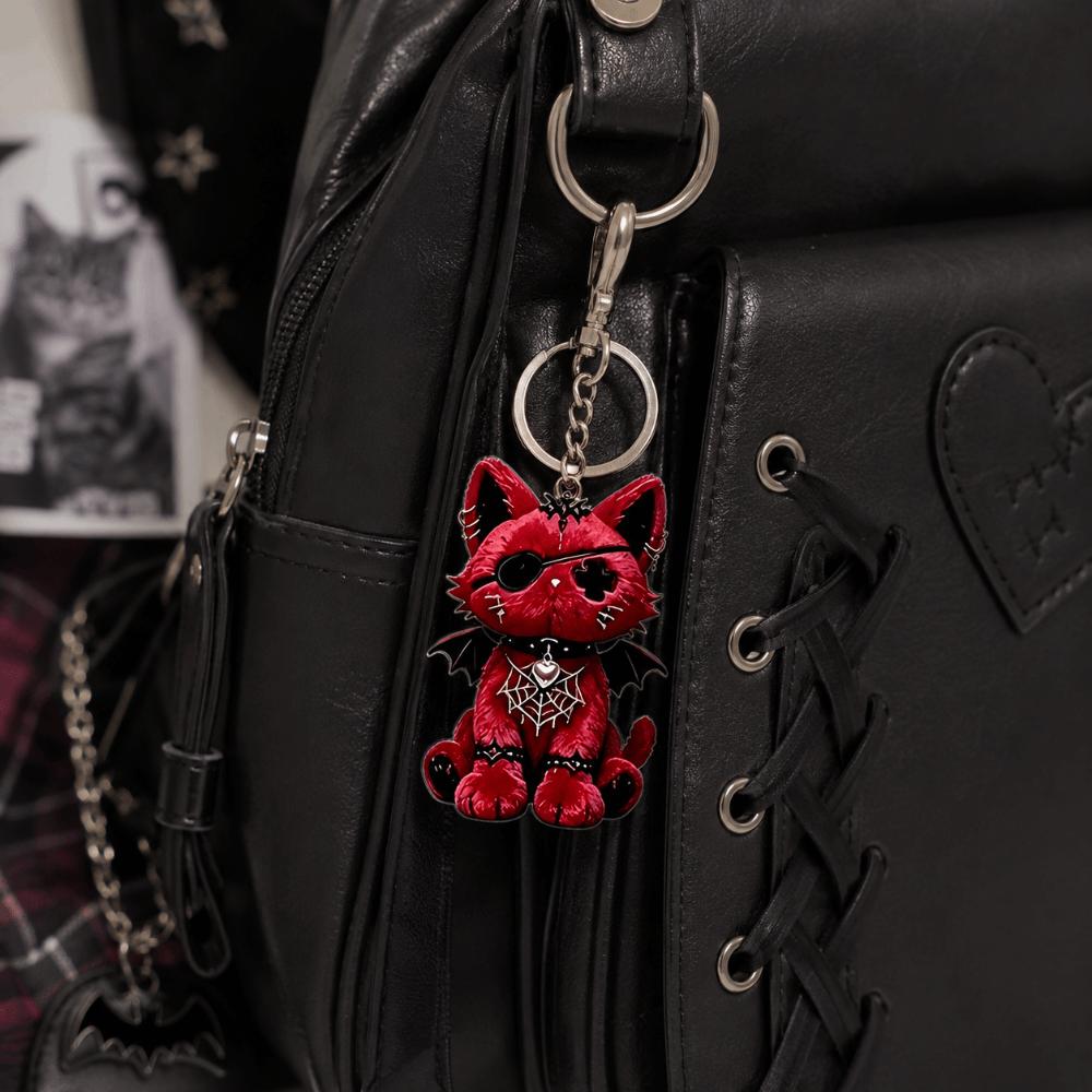 Acrylic Wounded Cat Keychain Halloween Bag Charm Keyring Kitten Pendant Bag Decoration
