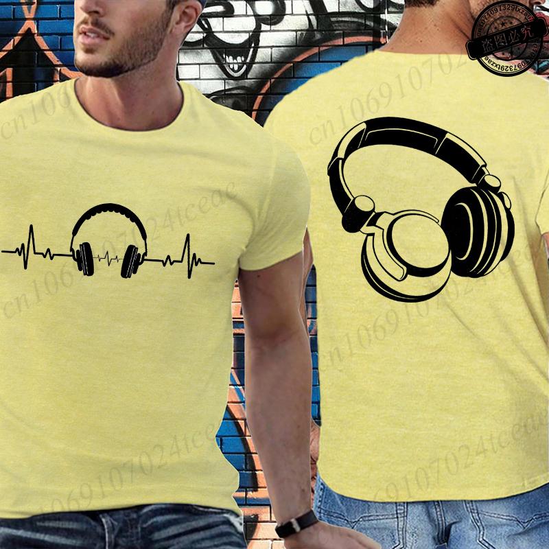 Music Dj Fashion T Shirt Men Women Headphone Music Lover  Print Tshirt Short Sleeve Round Neck Men Casual Summer Fashion T-shirt