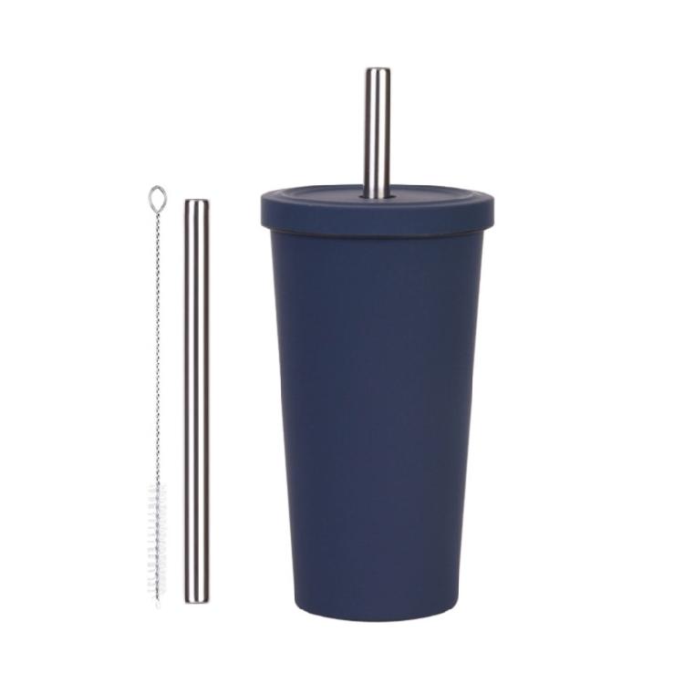 Bicchiere da Viaggio Ergonomico Termoisolato in Acciaio Inossidabile 316L Coperchio Ermetico con Cannuccia e Manico