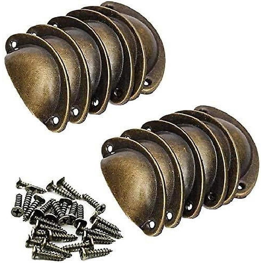 

Retro Shell Handle Vintage Furniture Knob Drawer Pull Handle With 24 Screws For Cupboards Wardrobe Dresser Drawers -12pcs