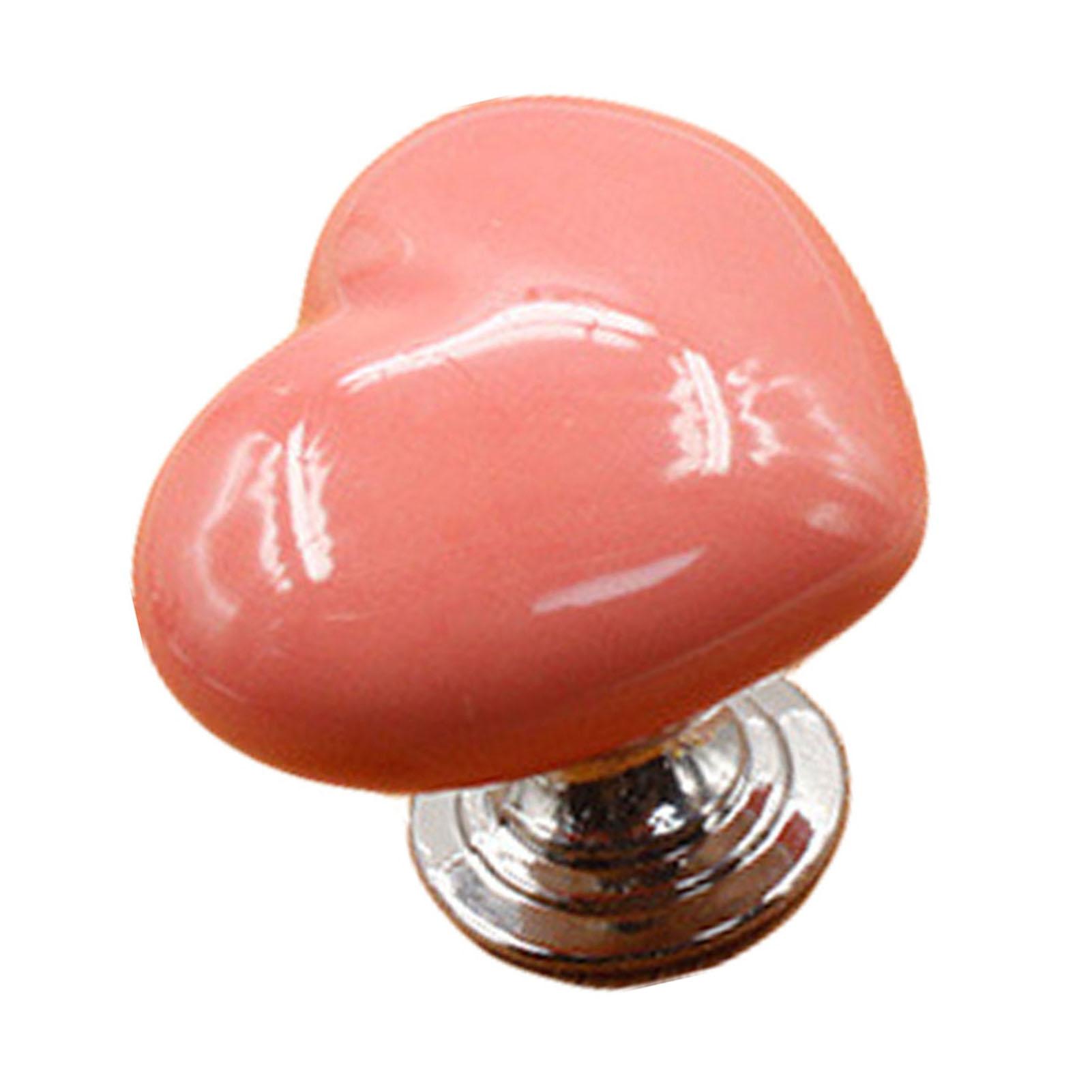 Heart Shape Ceramic Door Knob Drawer Cupboard Wardrobe Furniture Pull Handle (Red, S)