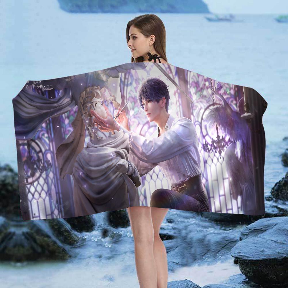 L-Love and D-Deepspace Anime Beach Swimming Towel Soft Absorbent Washcloth Children's Gifts for Kids Travel Camping Gym