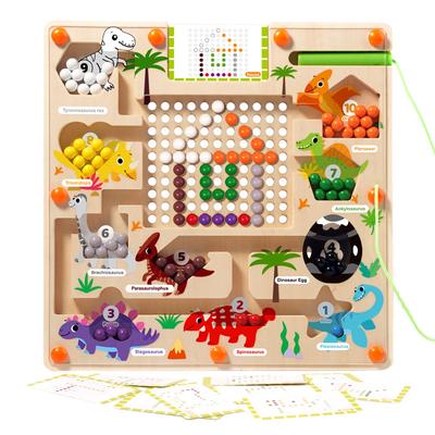 Labirinto Magnetico di Colori e Numeri Montessori Dinosauro Conteggio Abbinamento Apprendimento Puzzle Board Bambino Abilità Motorie Fini Giocattoli da Viaggio