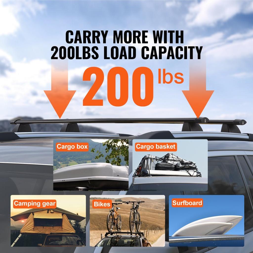 Roof Rack Cross Bars, Compatible with 2011-2021 Jeep Grand Cherokee with Grooved Side Rails, 200lbs Load Capacity, Aluminum Crossbars with Locks, for