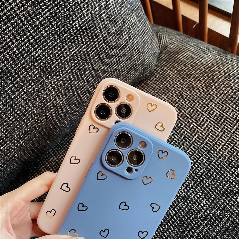 Ottwn Fashion Candy Color Love Heart Handyhülle für iPhone 13 Pro Max 14 Pro Max 11 12 Pro X XR XS Max 7 8 14Plus Weiche TPU-Abdeckung