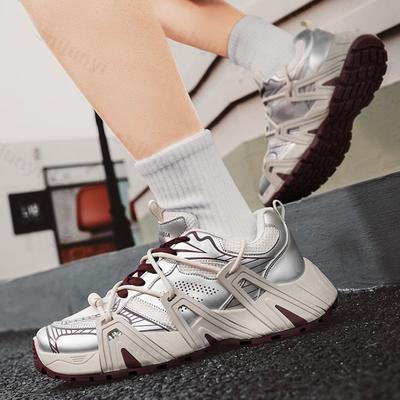 Outdoor Men's Running Shoes Spring Autumn Fashion Cross Tied Platform Sneakers Comfortable Height Increase Non Slip Casual Shoes