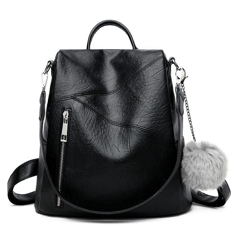 

High Capacity Travel Women Handbag Leather Anti Theft Female Backpacks for Lady Business Multifunction Waterproof Shoulder Bag чёрный