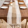 Yousheng Table Runner Color Block Long Strip Design Tassel Element Table Flag Easy To Clean Dining Table Decor Accessory