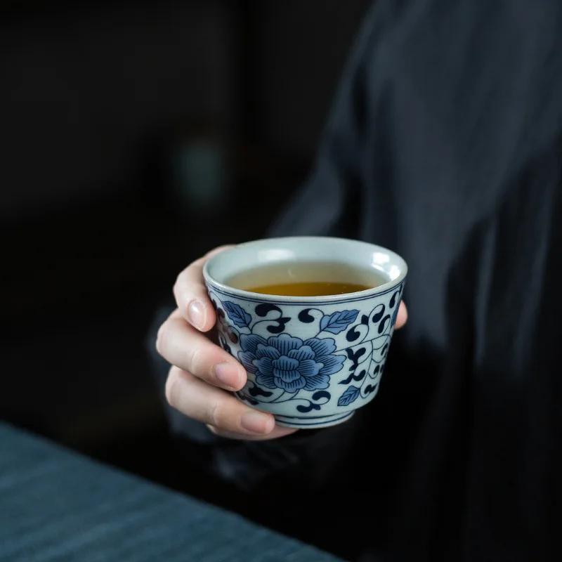 Jingdezhen Blue and White Porcelain Tea Cup Porcelain KungFu Teacup Fragrance-Smelling Cup Single Bowl Master Cup Bowls
