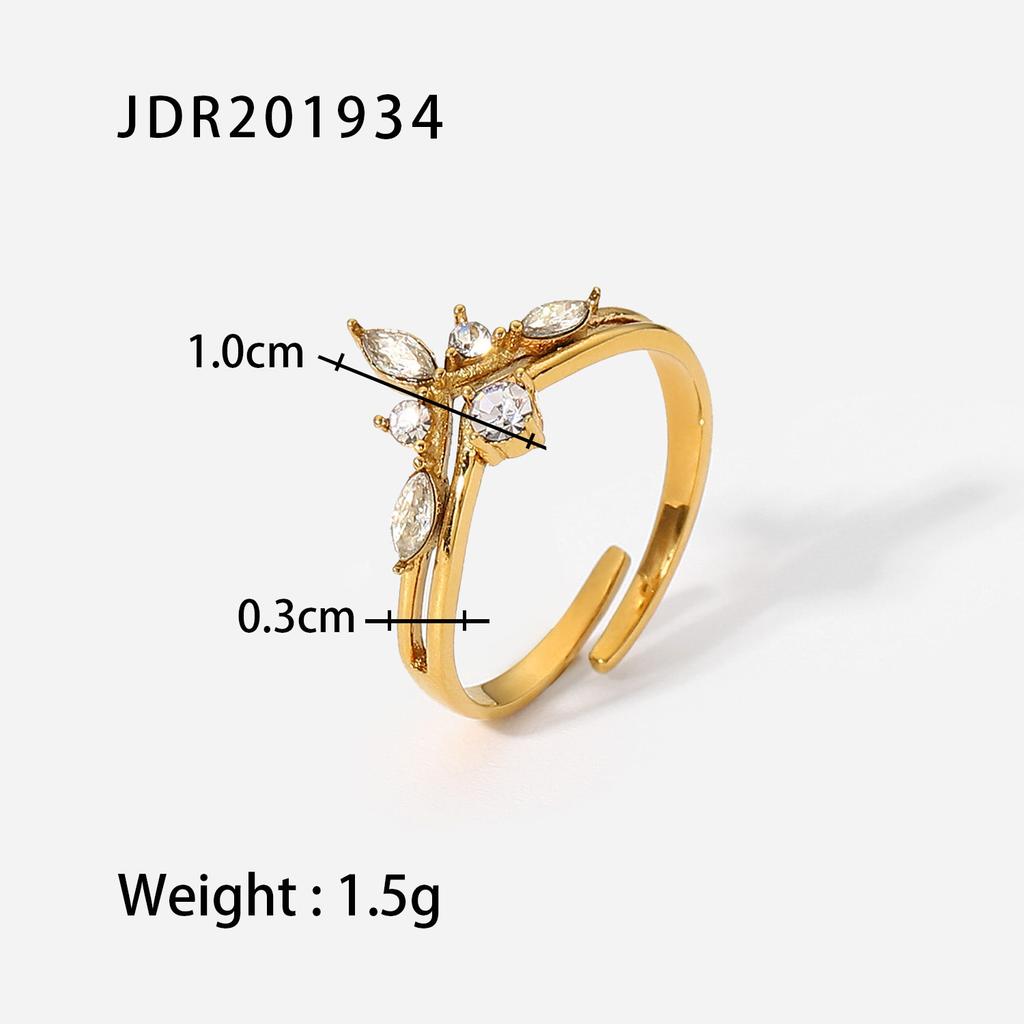 French Fine INS Wind Titanium Steel Ring 18K Gold Stainless Steel Inlaid Zircon Ring Fashion Versatile Jewelry