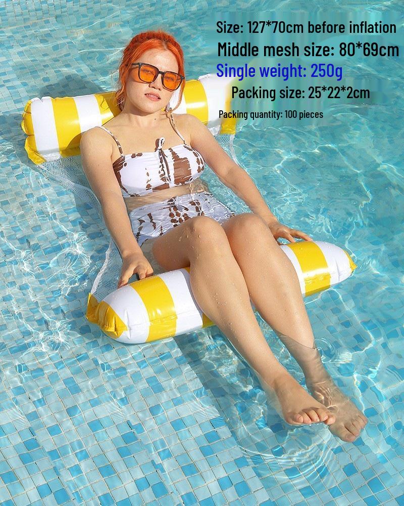 New Arrival Adult Inflatable PVC Water Lounger - Striped Mesh Floating Hammock