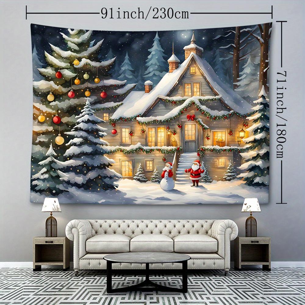 1pc Christmas Tree Festive Tapestry, 49.61x125.98inch, Polyester Woven Wall Hanging, Soft and Flat Fabric, No Power Required, Bedroom & Living Room De