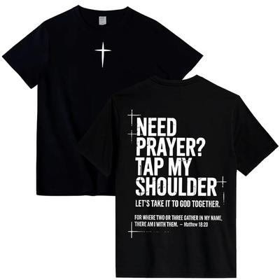Camiseta 'Need Prayer Tap My Shoulder' Camisa Cristiana de Dios Jesús Camiseta Casual con Cuello Redondo y Manga Corta Camisetas Gráficas para Hombres Mujeres