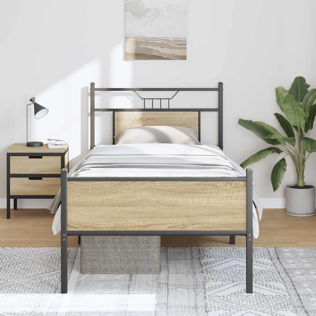 Bed Frame Without Mattress Sonoma Oak Finish 80 X 200 Cm Engineered Wood