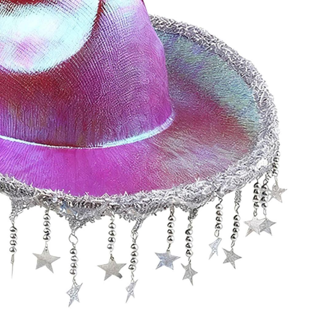 Cowboy Hat Shiny Trendy Headgear Costume Accessories Cowgirl Hat for Music Festival Engagement Outdoor Holiday Stage Performance