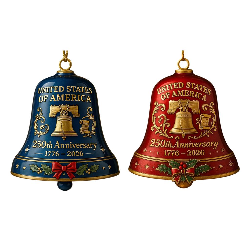 United State 250th Anniversary Bells Ornament Christmas Bells Holiday,Christmas Tree,Decors Patriotic Collector Gift