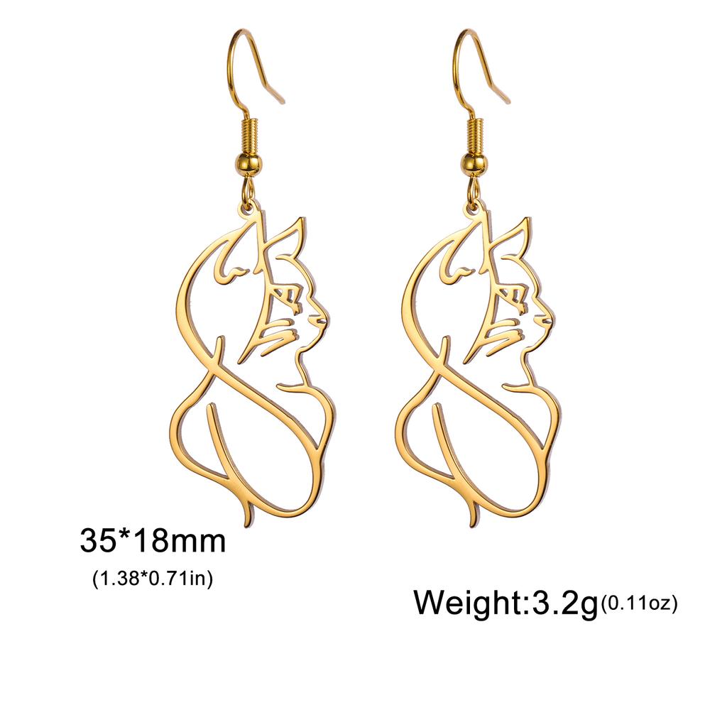Cazador Gold Color Cat Kitten Drop Earrings for Women Stainless Steel Jewelry Cute Animal Earrings Valentine Gift Wholesale 2026
