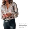 Lente Blouse V-hals Lantaarnmouw Polyester Dames Lente Glitters Blouse voor