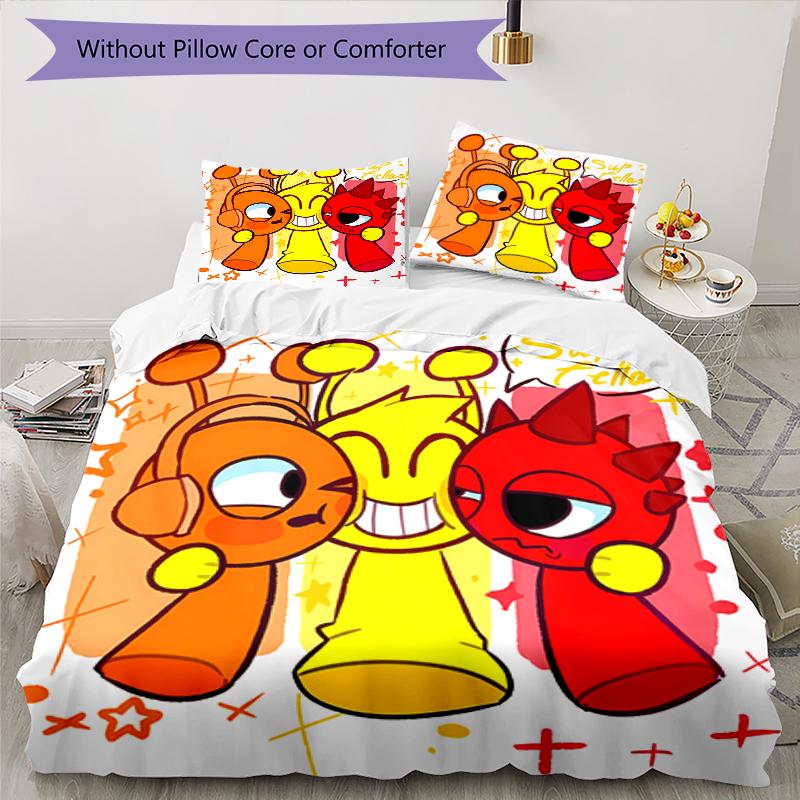 3pcs Sprunki8 pattern bedding set duvet cover set includes duvet cover &pillowcases, perfect all season bedroom decoration & gift