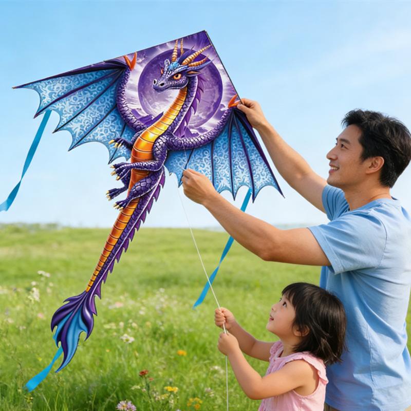 Creative 1.4M Large Dragon Kite Cute Lifelike 3D Dragon Outdoor Sport Fun Flying Kite For Child Toy