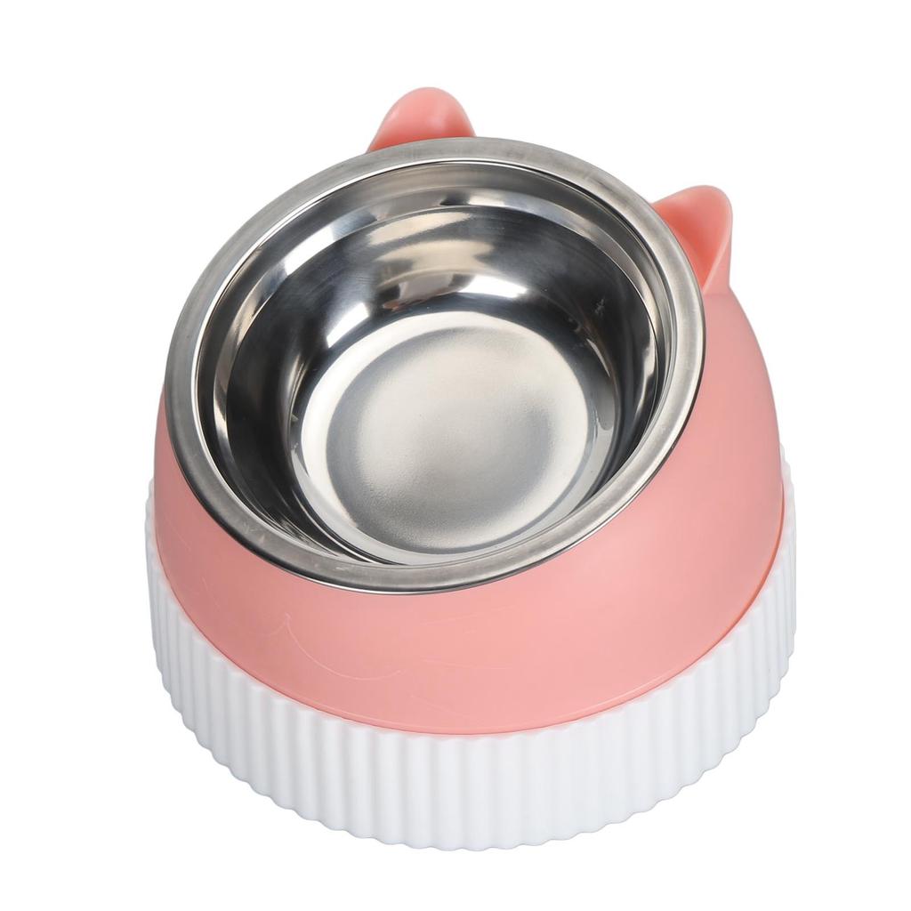 Raised Cat Bowl 15 Degrees  Tilted Anti Slip Plastic Slower Feeder Cat Food Dual Bowls for Cats and Puppy