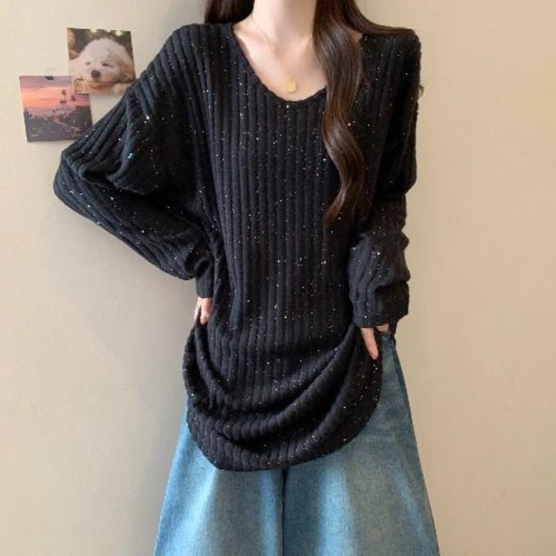 

YYFS женские модные повседневные весенне-осенние однотонные блузки и рубашки с длинными рукавами и v-образным вырезом с принтом XXXL чёрный