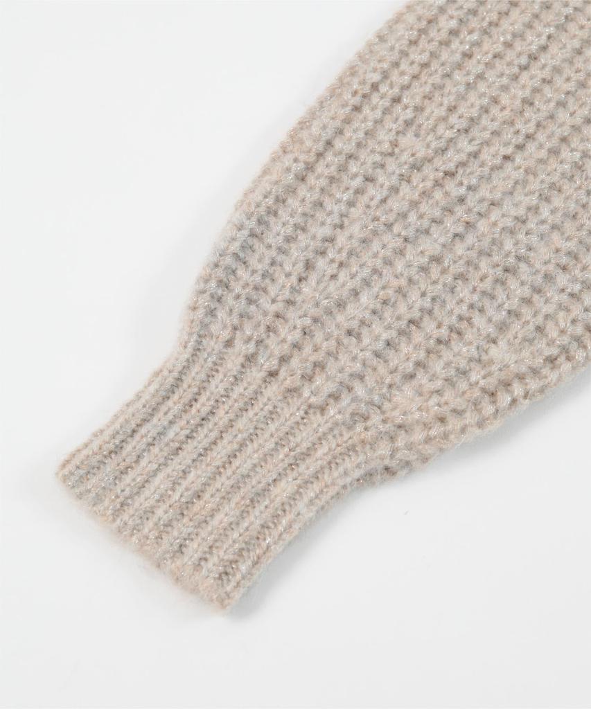 Yours Low Gauge Oversized Knit BEXU1699 L Black Lamé V-Neck Women's