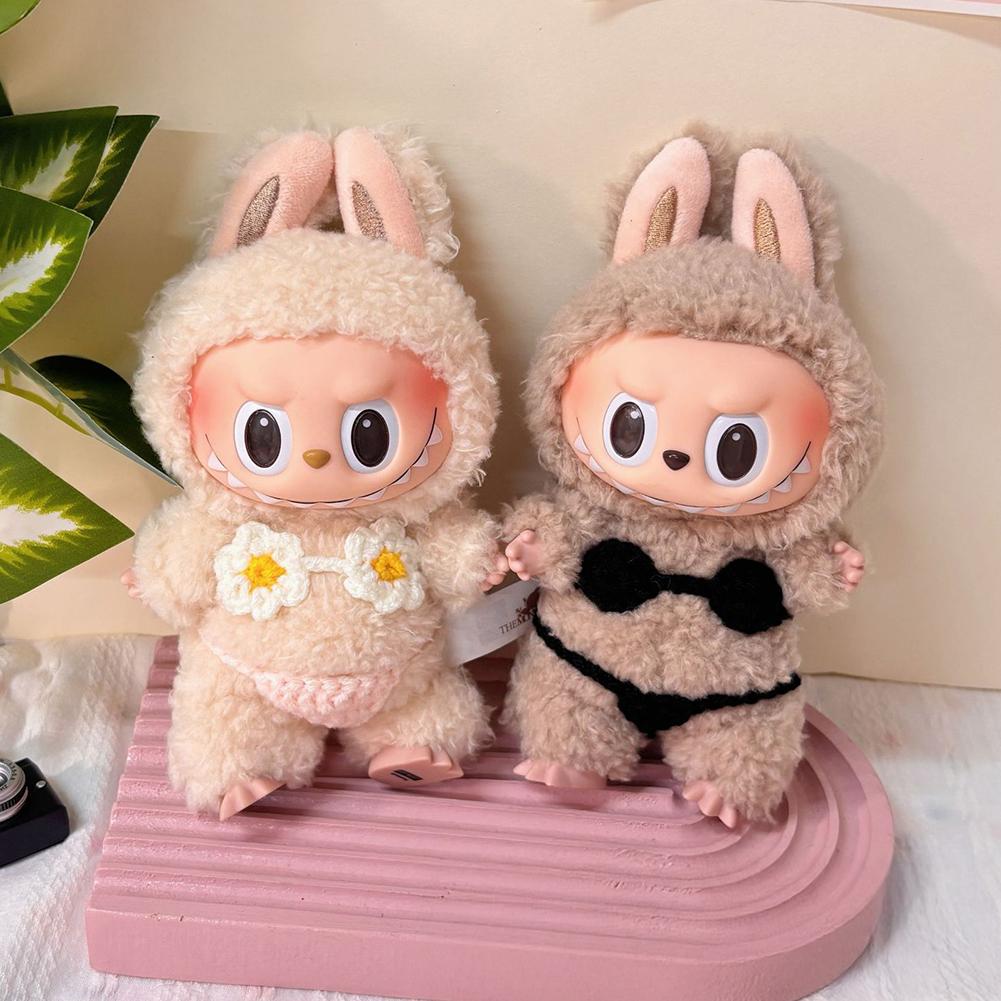 For 17cm Labubu Doll Clothes Fashion Clothes Swimwear Clothes Color Match Bikini Dolls Accessories Cute Decoration Little Cloths
