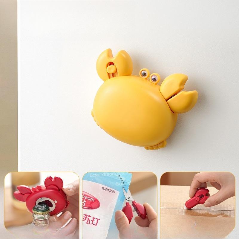 Multi Functional Magnetic Crab Bottle Opener with Small Scissors 1pcs жёлтый