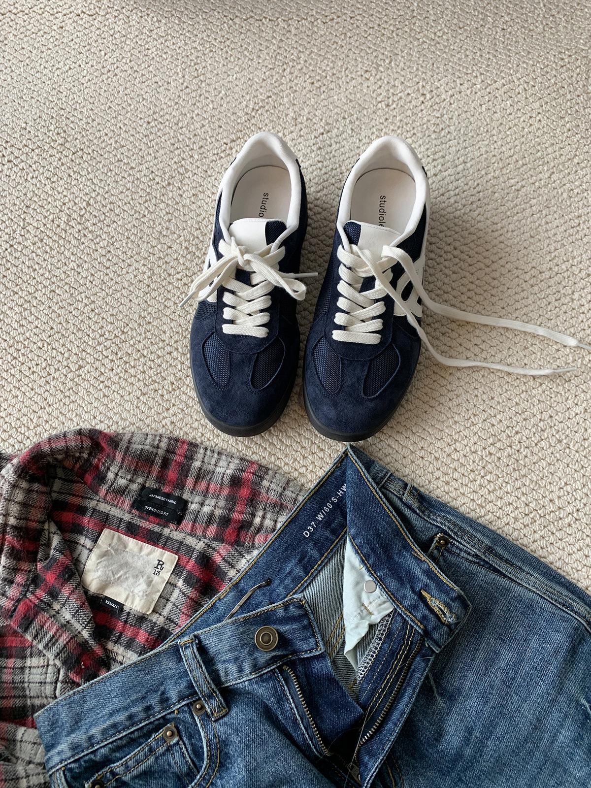 

Flat-bottomed German training shoes women s 2025 spring and autumn new casual sports shoes popular little white shoes lightweight Forrest Gump shoes 40 темно-синий