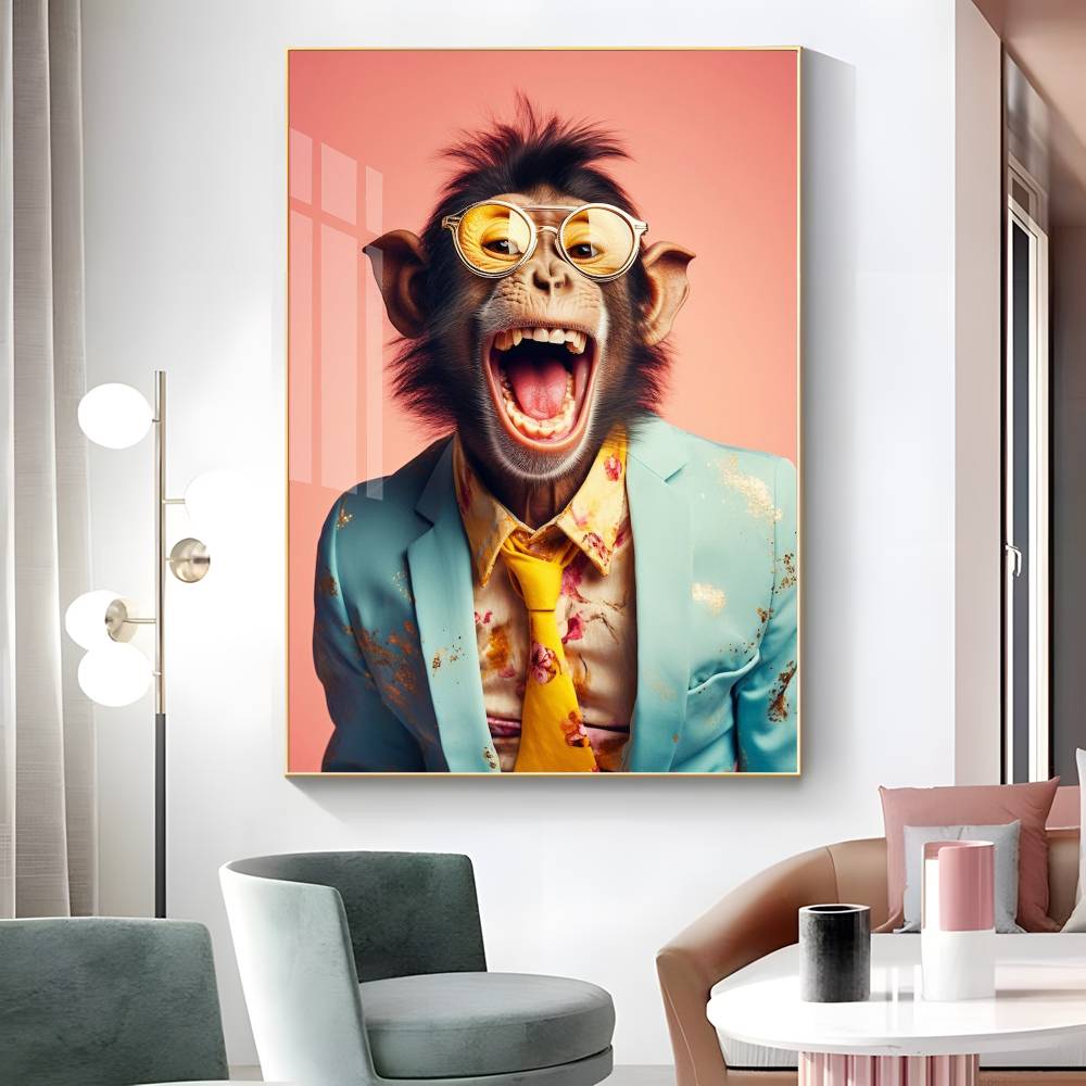 1pc Eclectic Fashionista Animal Portrait Poster Sticker Print Waterproof Wall Art For Living Room Bedroom Home Decor