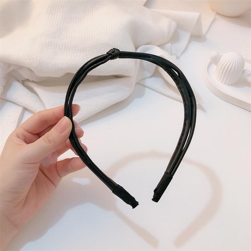 Vintage Knot-Tied HeadBand Ultra-Fine Faux Leather Hair Band Women Girl Finishing Hair Hair Hoop Fashion Hair Accessories