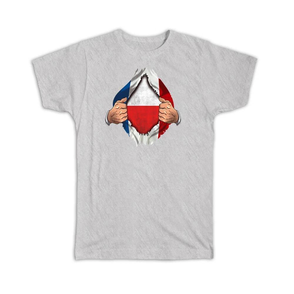 Gift T-Shirt : Poland French Flag Chest Polish XL